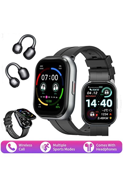Generic Smartwatch with TWS Bluetooth earbuds, multiple sports modes, and wireless charging (black)