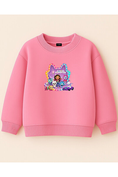 fasardi Gabby's Dollhouse / Gabby's Dream House Printed Oversized Girls' Long Sleeve Sweatshirt Without Cardigan