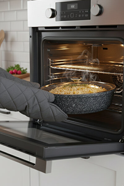 FİTHOME 32 cm Cast Granite Oven-Safe Fireproof and Non-Stick Casserole Pot