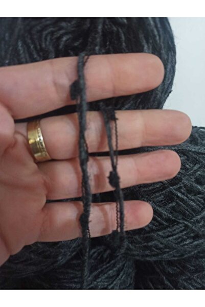 İPEK YÜN İPLİK DÜNYASI Macaron Knitting Yarn (Dark Grey) Pompom Yarn (Black) Mix 100Gr