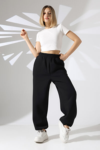 ModaPlaza Γυναικείο παντελόνι με 3 κορδόνια με λάστιχο στο κάτω μέρος 22135