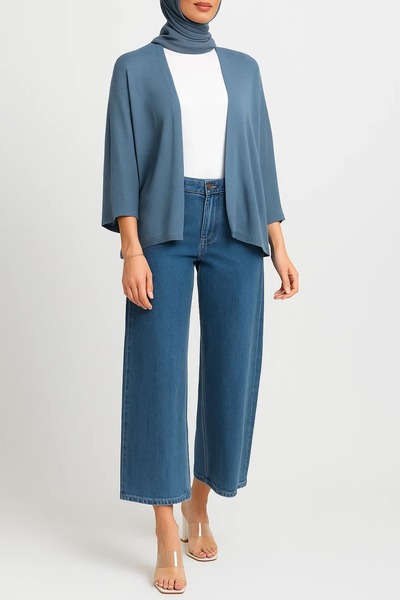 MayaCloset Women's Knitwear Blue Sand dune Cardigan