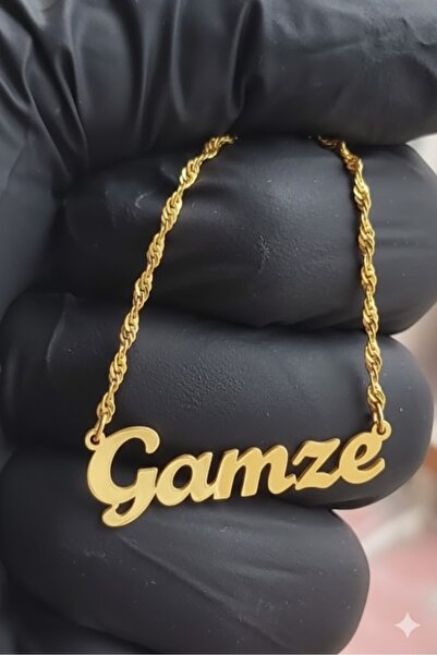 NİŞANTAŞI GÜMÜŞ 925 Ayar Gümüş 24 Ayar Altın Kaplama Gamze Isimli Kolye- Kişi...
