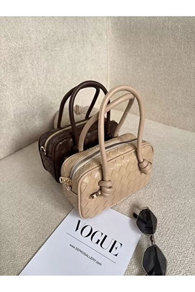 Cersei Botte Knitted Patterned Cream Mini Hand, Arm and Shoulder Bag