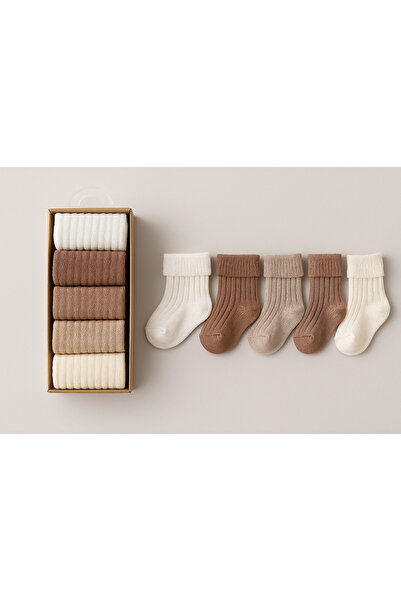 moukou جوارب أطفال قطنية بألوان طبيعية - هدية في علبة خاصة