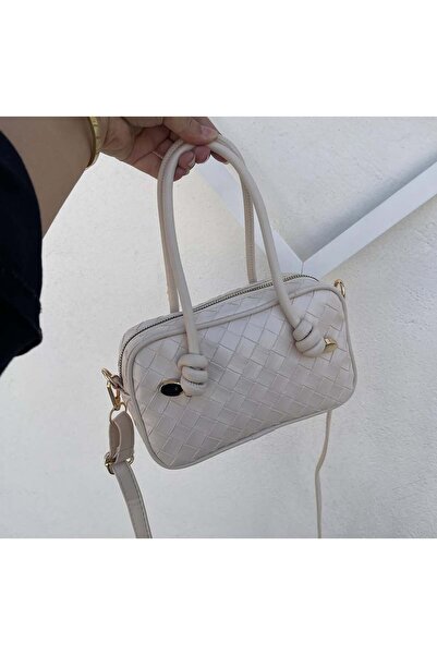 Cersei Botte Knitted Patterned Cream Mini Hand, Arm and Shoulder Bag
