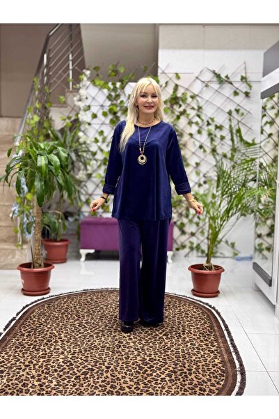 Punta Otantik YG2404 Costum din catifea italiană fără basic fitiluri, cu pandantiv, bleumarin