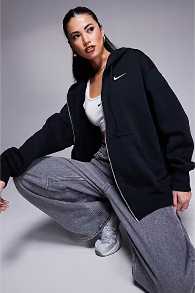 Nike Sportswear Essentials Collection Fleece Oversized D Hoodie Oversized Cut Black Women's Sweatshirt