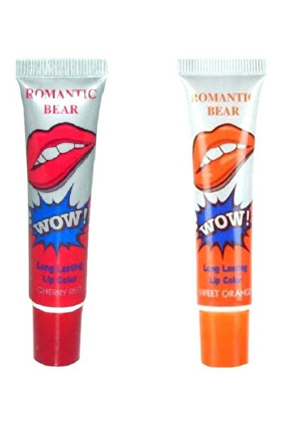 Digital Shoppy ملمع شفاه مقاوم للماء يدوم طويلاً بلونين برتقالي حلو/أحمر كرزي