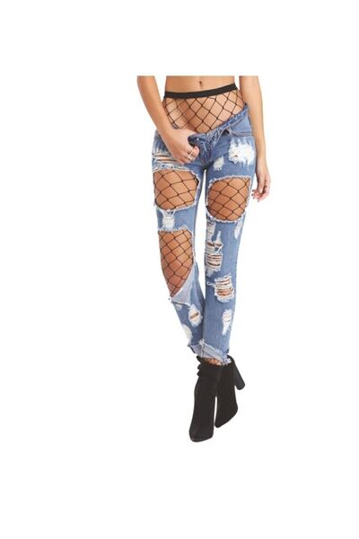 DAYMOD ÇORAP Daymod Fiona Women's White Waist Fishnet Pantyhose