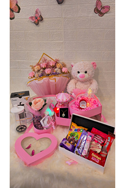 Laydy Collection Gösterişli ışıklı Tatlı Set Çikolata Kutulu&Cam French'li /S...