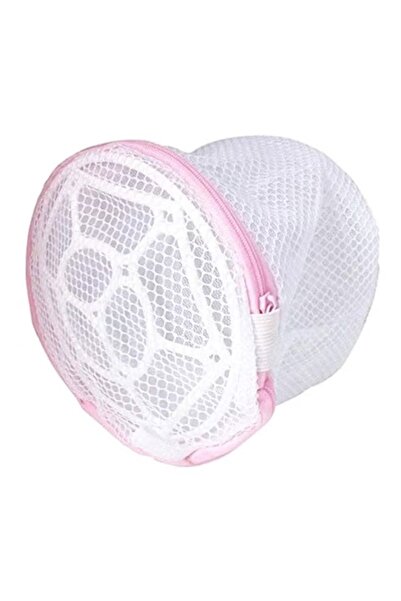 Generic Mesh laundry bag for bras, with zipper, pink and white color, protects underwear in the washing machine