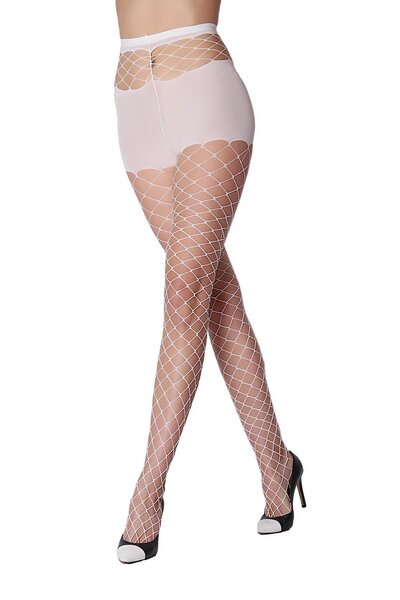 DAYMOD ÇORAP Daymod Fiona Women's White Waist Fishnet Pantyhose