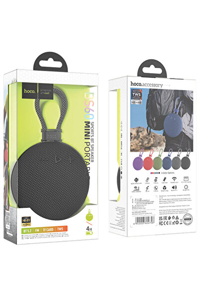 Hoco Boxă portabilă (BS60), BT 5.2, Wireless, 1200mAh, 5W, Card TF, USB, TWS, Sport, Neagră