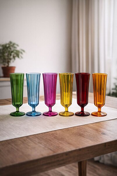 ŞİRİNHOME COLLECTİON KAHVE YANI SU BARDAĞI 6 RENK FLÜT 120CC