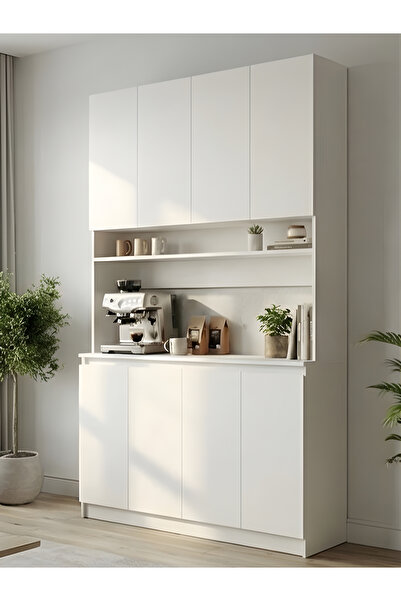 Free Home Premium MDF Ürün Flora Kahve Köşesi Mutfak Kiler Dolabı Çok Amaçlı Dolap Kahve İstasyonu