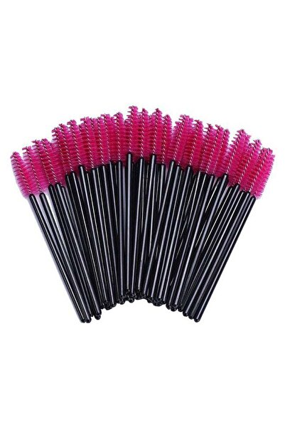 YTT مجموعة فرش الرموش الاحترافية من 50 قطعة باللون الأسود/الوردي