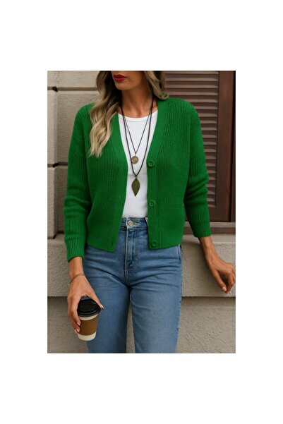 vuvutasarım New Season Long Sleeve Button Detailed Women's Knitwear Cardigan Js2008
