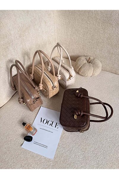 Cersei Botte Knitted Patterned Black Mini Hand, Arm and Shoulder Bag