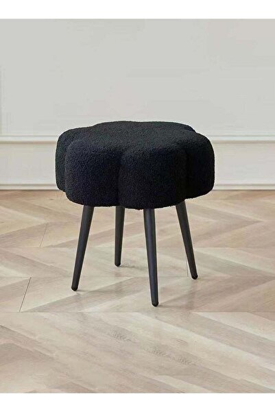 House One Taimi Boucle Fabric Chair Elegant Cloud Design with Metal Legs - Black