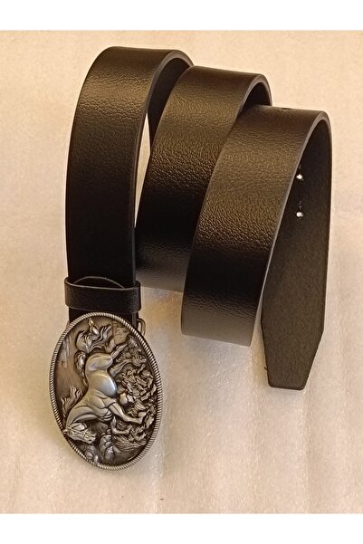 Butik Tülin Unisex Authentic Genuine Cowhide Leather Black Silver Wild Runnin...