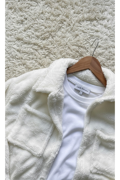 Fifty Color Trend, Men'S, White, Teddy Sherpa, Plush, Fleece, Jacket, Black, Jogger Sweatpants