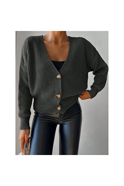 vuvutasarım New Season Long Sleeve Button Detailed Women's Knitwear Cardigan Js2008