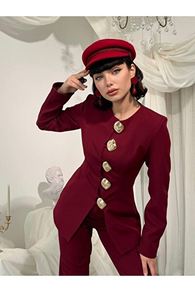 Julidress Large Gold Button Jacket and Pants Premium Design Set