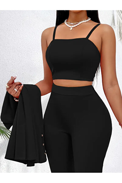 Buticul Blue Complete 3 Piece Premium Outfit Top, Jacket and Pants