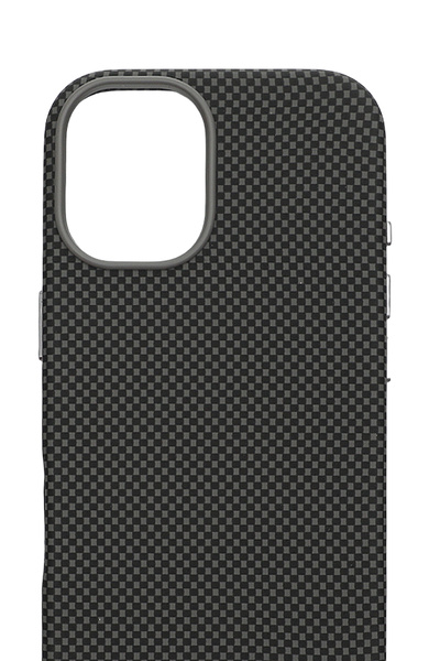 PiyasaSepeti غطاء كربوني منسوج لهاتف آيفون 17 بلون التيتانيوم الرمادي مع تقني...