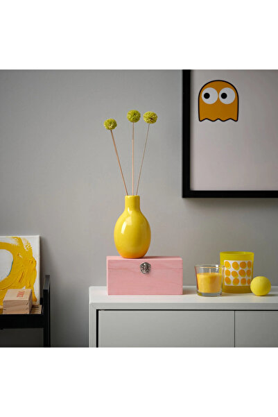 IKEA Blodbjörk Ceramic Vase, Yellow 16 cm