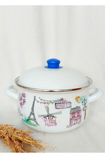 EBRULİEMAYE Paris Enamel Pot 5-Liter 24 cm Diameter Milk Yogurt Soup Pot