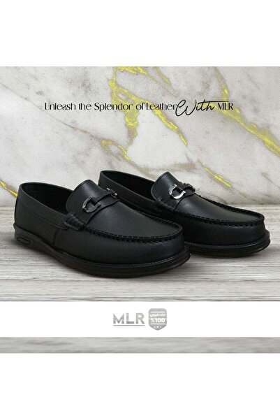 MLR Original genuine leather shoes in black with wide embellishments and medical insoles