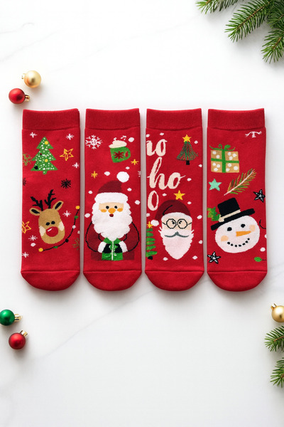 tibo 4 Pairs of Winter Thick Terry Baby & Kids Socks Christmas Socks