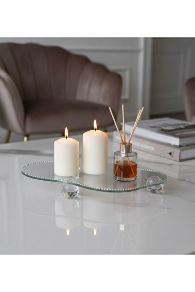 Mirsa Global Decorative Glass Organizer Bathroom Coffee Table Top Makeup Organizer Tray Crystal - Diamond Round Model Ball