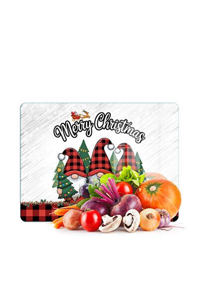 Decovetro لوح تقطيع زجاجي ووعاء تقديم بنمط قزم السنة الجديدة مقاس 30 × 40 سم