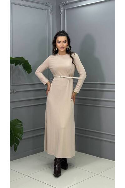 Cannes Long Sleeve Belted Ecru Dress