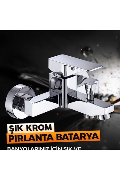 SUVİA Square Bathroom Faucet – Chrome Finish, Modern Design, Hot/Cold Water Fixture, Durable Brass Body