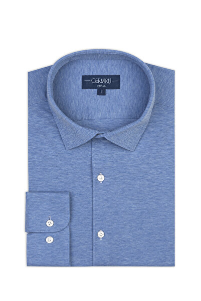 Germirli Albini Blue Melange 4Flex Formula Active Cotton Slim Fit Shirt
