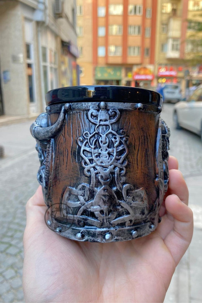 Kingdom of 3D Viking Horn Mug Hand Painted Ceramic & Polyester Mug