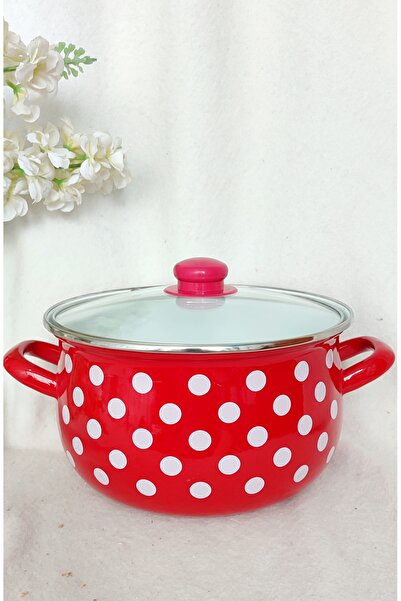EBRULİEMAYE Polka Dot Enamel Pot 5-Liter 24 cm Diameter Milk Yogurt Soup Pot