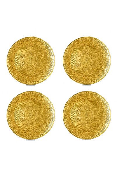 Byblos ✨ Set of 4 glass serving dishes with luxurious gold patterns – perfect for desserts, chocolates, and fruits (32 cm) ✨