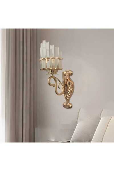 best power Elegant 7348-W Gold Wall Sconce E27 Socket Wall Lamp with Crystal Glass