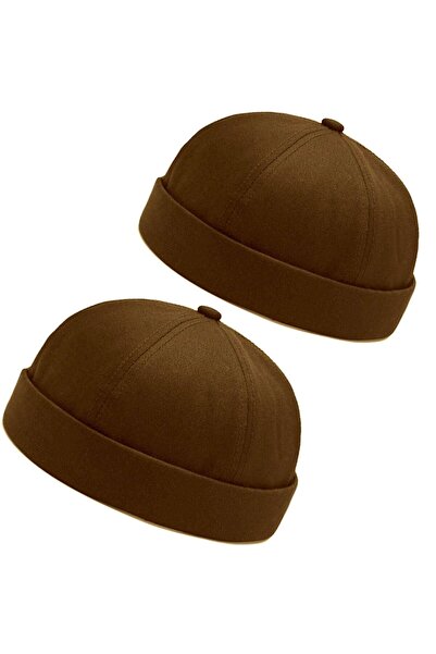Rupen Kraft Set of 2 100% Cotton Cap Adjustable Docker Hat Summer Skullcap Hat Retro Hat Skullcap Hat
