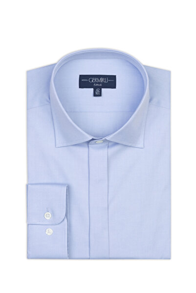 Germirli Blue Secret Pat Tailor Fit Classic Collar Cotton Elastane Shirt