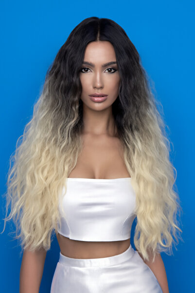 REMY HAİR Platin Ombreli Uzun Fiber Sentetik Peruk