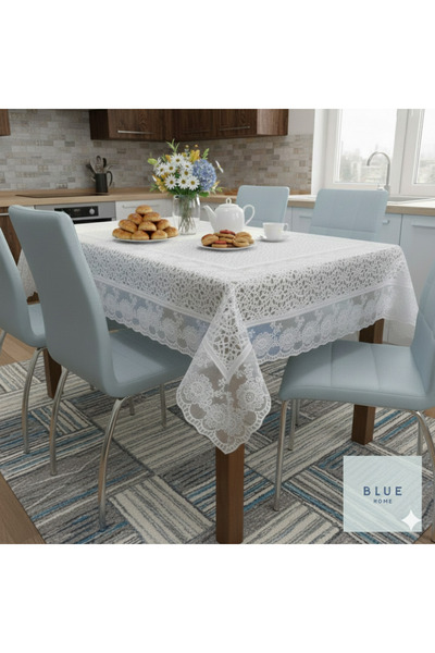 Blue Home 🆕   Față de masă din PVC, cu aspect de dantelă, ușor de curățat, rezistentă la lichide, fără găuri, 120 x 150