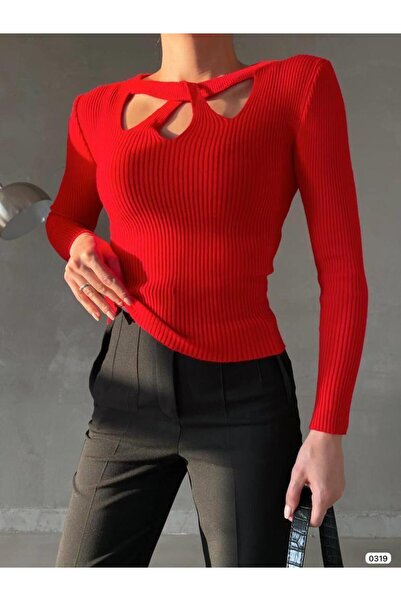 Modafeminen Tricotaj PuloverTR0319 ROȘU