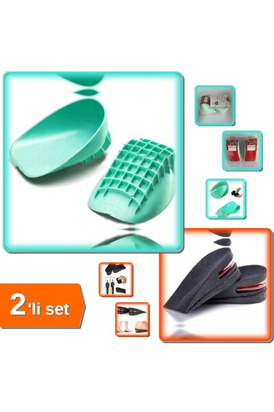 HerEveOyuncak 1 Çift Topuk Yükseltici Yeşil Renk + 1 Çift Boy Uzatan Tabanlık...