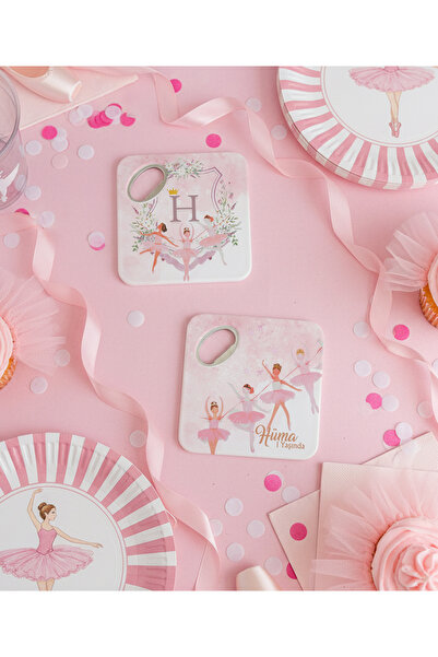 arslart Pembe Balerin Temalı Kişiye Özel Magnet Açacak Bardak Altlığı, Doğum ...